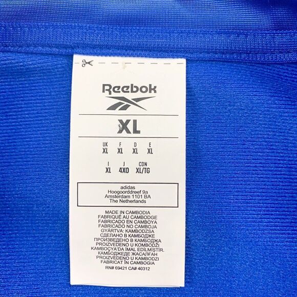 Reebok Track Jacket Mens Extra Large Blue Windbreaker Run Gym Spell Out Full Zip - Picture 8 of 11